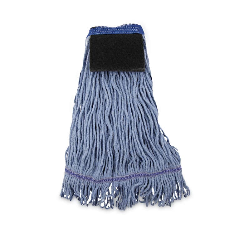 BOARDWALK Mop Head, Loop-End, Cotton with Scrub Pad, Medium, 12/Carton (BWK902BL)