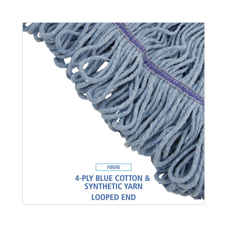 BOARDWALK Mop Head, Loop-End, Cotton with Scrub Pad, Large, 12/Carton (BWK903BL) thumbnail 4