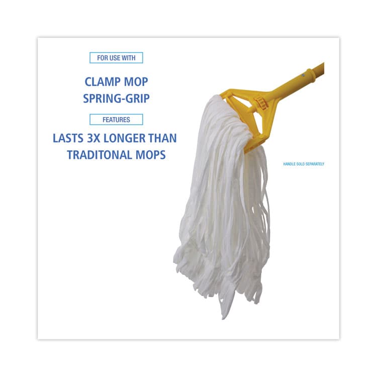 BOARDWALK Mop Head, Looped, Enviro Clean With Tailband, Cotton/Synthetic, Large, White, 12/Carton (BWK8003) thumbnail 3