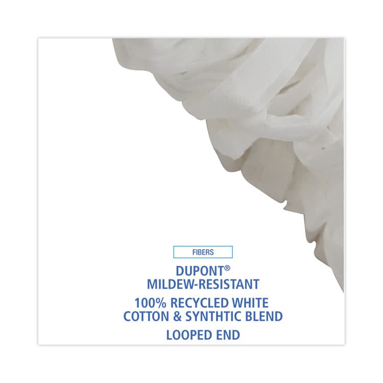 BOARDWALK Mop Head, Looped, Enviro Clean With Tailband, Cotton/Synthetic, Large, White, 12/Carton (BWK8003) thumbnail 4