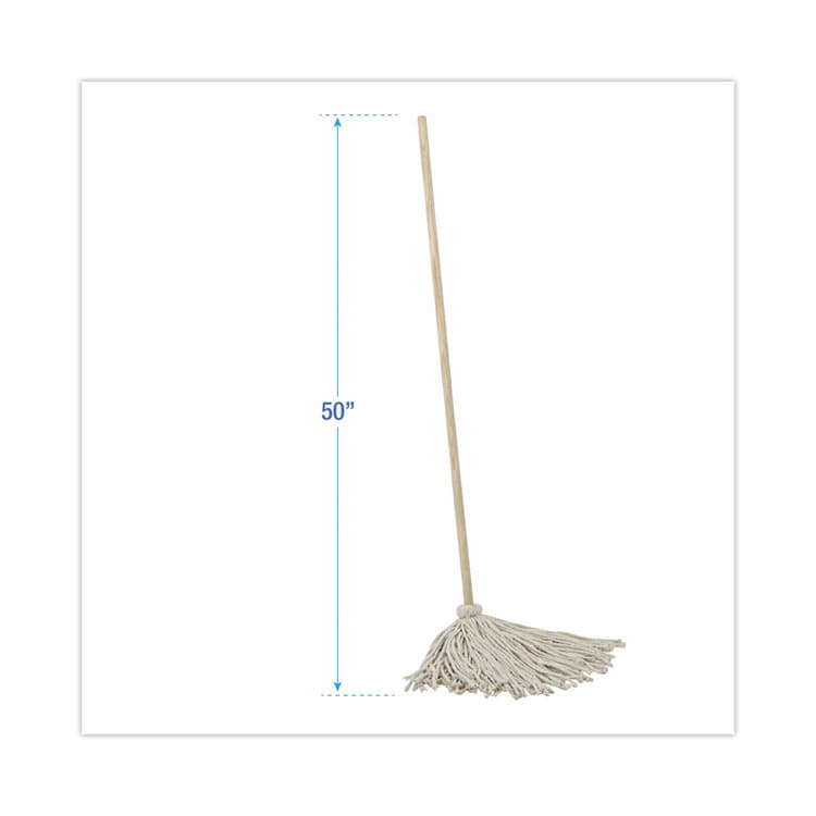BOARDWALK Cotton Deck Mop, #24 White Cotton Head, 50" Wood Handle, 6/Carton (BWKCD50024S) thumbnail 2