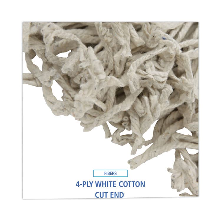 BOARDWALK Mop Head, Cotton, Cut-End, White, 4-Ply, #16 Band, 12/Carton (BWKCM02016S) thumbnail 4