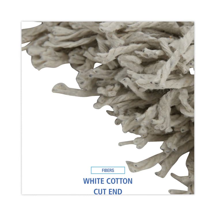 BOARDWALK Banded Mop Head, Cotton, Cut-End, White, 16 oz, 12/Carton (BWKCM20016) thumbnail 4