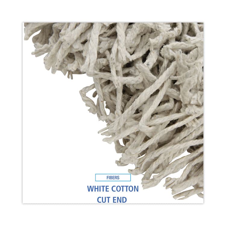BOARDWALK Banded Cotton Mop Heads, 24 oz, White, 12/Carton (BWKCM20024) thumbnail 4