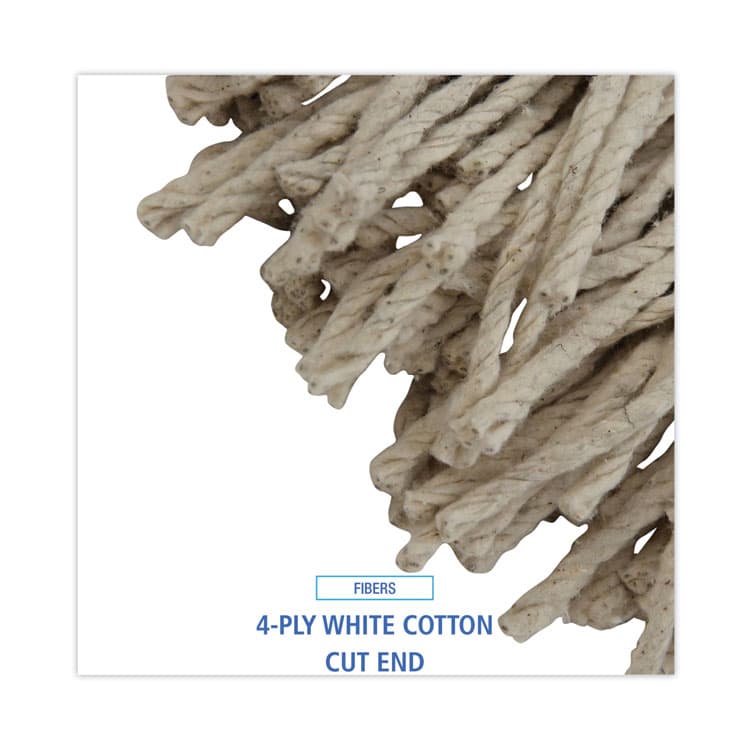 BOARDWALK Mop Head, Cotton, Cut-End, White, 4-Ply, 32 oz, 12/Carton (BWKCM20032) thumbnail 4