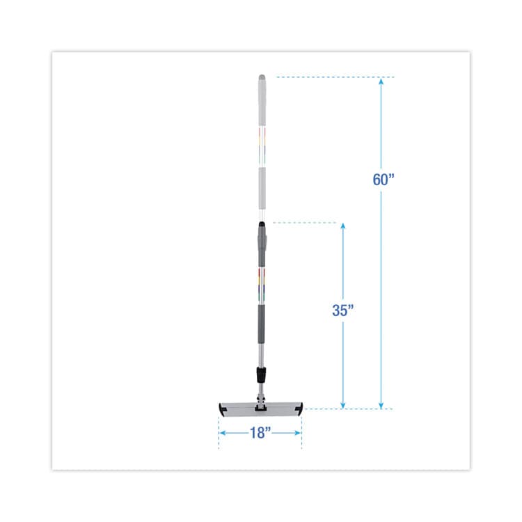 BOARDWALK Microfiber Cleaning Kit, 18" Blue/Green Microfiber Head, 35" to 60" Gray Aluminum Handle (BWKMFKIT) thumbnail 2