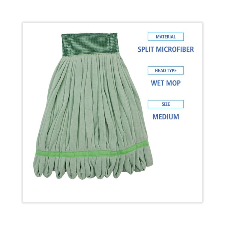 BOARDWALK Microfiber Looped-End Wet Mop Heads, Medium, Green, 12/Carton (BWKMWTMGCT) thumbnail 2