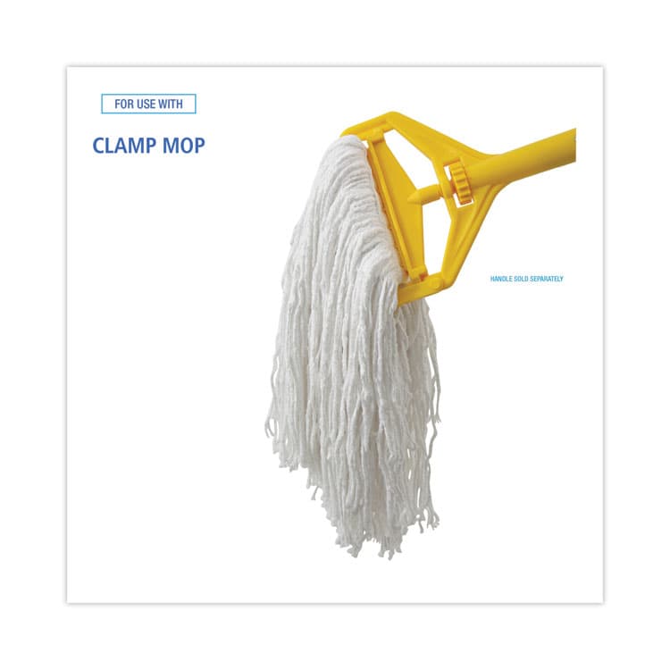 BOARDWALK Banded Rayon Cut-End Mop Heads, #24, White, 1.25" Headband, 12/Carton (BWKRM03024S) thumbnail 3
