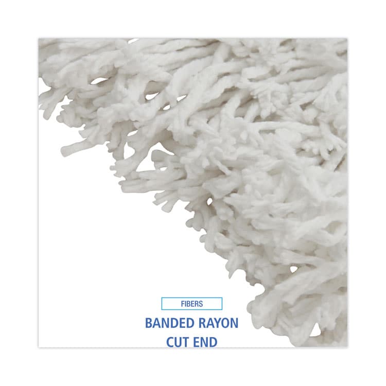 BOARDWALK Banded Rayon Cut-End Mop Heads, #24, White, 1.25" Headband, 12/Carton (BWKRM03024S) thumbnail 4