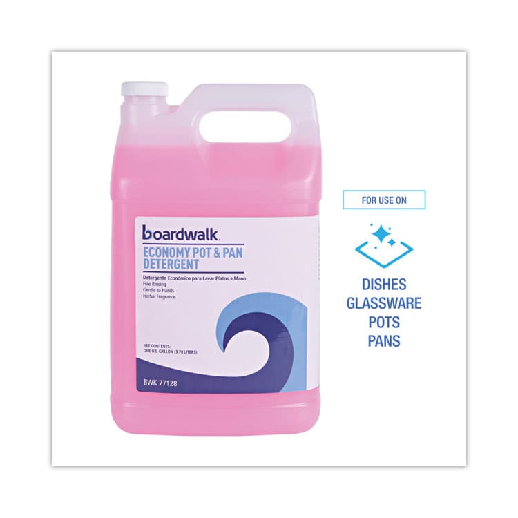BOARDWALK Industrial Strength Pot and Pan Hand Dishwashing Detergent, Herbal Scent, 1 gal Bottle (BWK77128EA) thumbnail 3