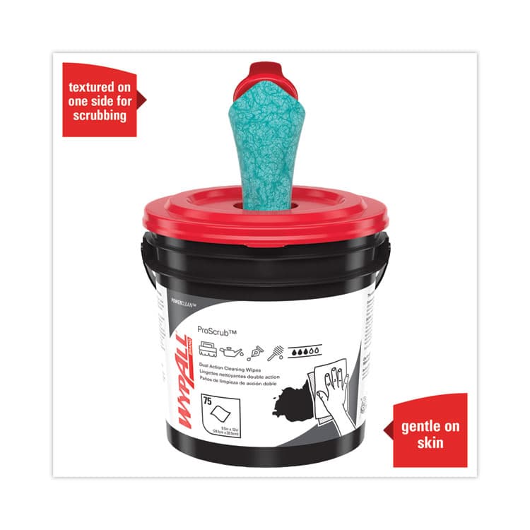 KIMBERLY CLARK Power Clean ProScrub Pre-Saturated Wipes, Cloth, 9.5 x 12, Citrus Scent, Green, 75/Bucket (KCC91371EA) thumbnail 4