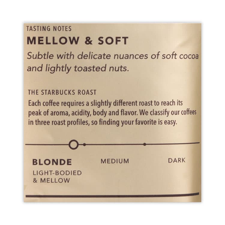 STARBUCKS COFFEE COMPANY VERANDA BLEND Coffee, Ground,1 lb Bag, 6/Carton (SBK11019631CT) thumbnail 2