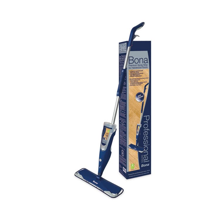 BONA US Hardwood Floor Mop, 15" Microfiber Head, 52" Blue Plastic/Steel Handle (BNAWM710013408)