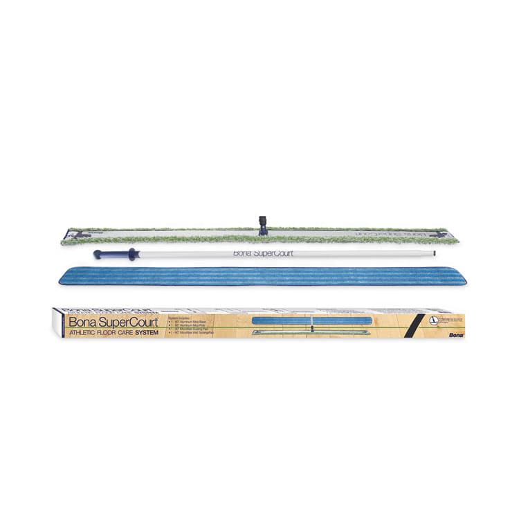 BONA US SuperCourt Athletic Floor Care System, 60" Microfiber Head, 66" Silver/Blue Aluminum Handle (BNAWM710013471)