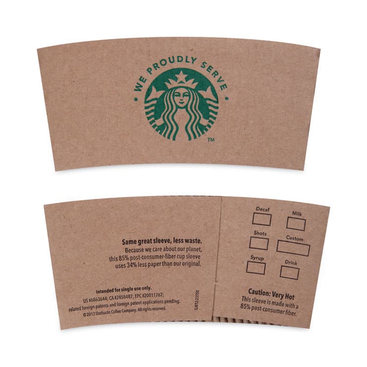 STARBUCKS COFFEE COMPANY Cup Sleeves, Fits 12, 16, 20 oz Hot Cups, Kraft, 1,380/Carton (SBK11020575) thumbnail 2