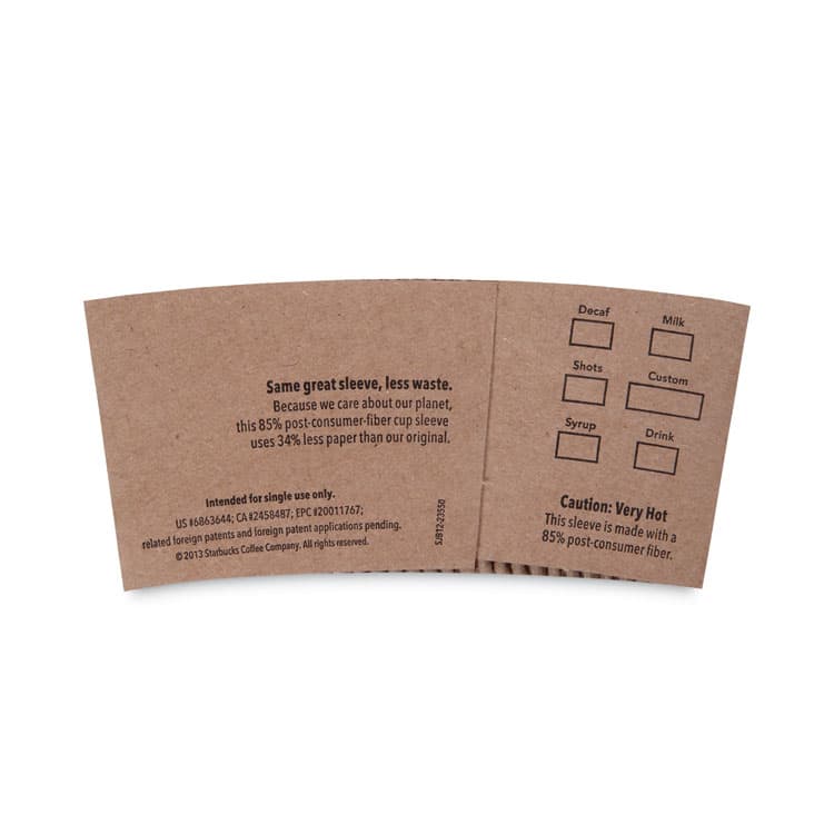 STARBUCKS COFFEE COMPANY Cup Sleeves, Fits 12, 16, 20 oz Hot Cups, Kraft, 1,380/Carton (SBK11020575) thumbnail 4