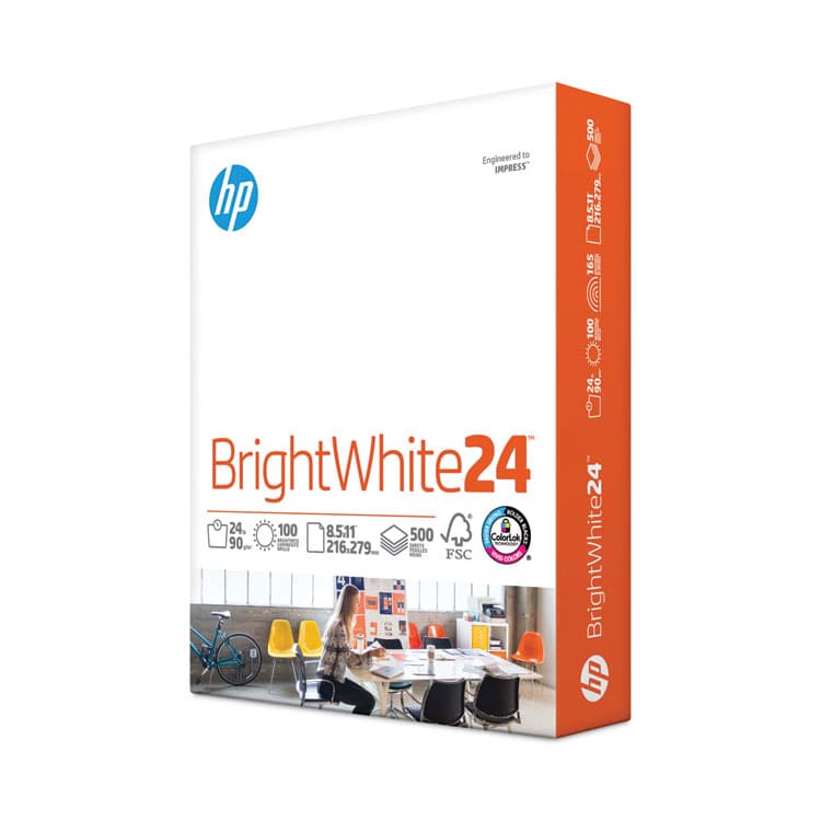HEWLETT PACKARD Brightwhite24 Paper, 100 Bright, 24 lb Bond Weight, 8.5 x 11, Bright White, 500/Ream (HEW203000)