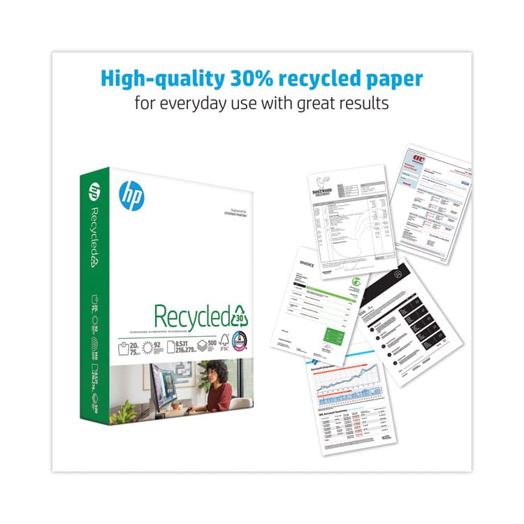 HEWLETT PACKARD COMPANY Recycled30 Paper, 92 Bright, 20-lb Bond Weight, 8.5 x 11, White, 500 Sheets/Ream, 10 Reams/Carton (HEW112100) thumbnail 2