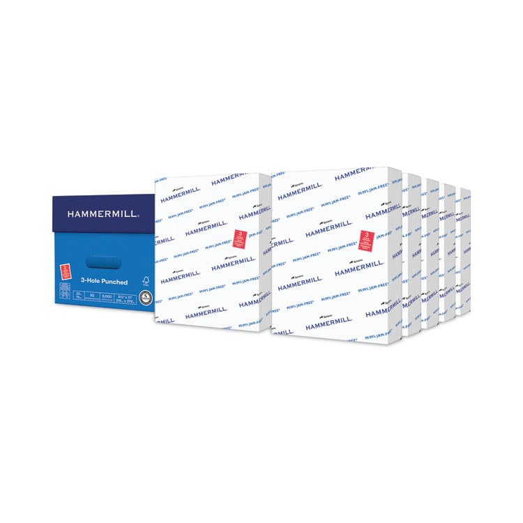 HAMMERMILL/HP EVERYDAY PAPERS Copy Plus Print Paper, 92 Bright, 3-Hole, 20 lb Bond Weight, 8.5 x 11, White, 500 Sheets/Ream, 10 Reams/Carton (HAM105031CT)