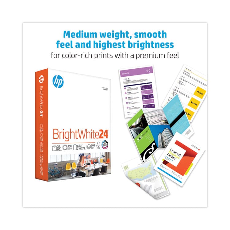HEWLETT PACKARD Brightwhite24 Paper, 100 Bright, 24 lb Bond Weight, 8.5 x 11, Bright White, 500/Ream (HEW203000) thumbnail 3