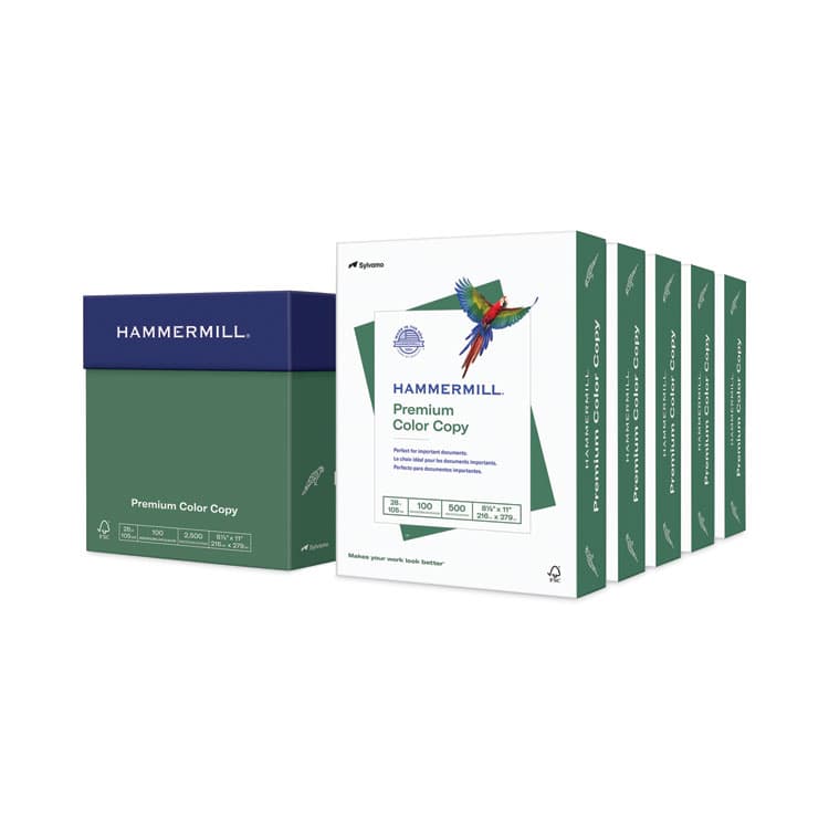 HAMMERMILL/HP EVERYDAY PAPERS Premium Color Copy Print Paper, 100 Bright, 28 lb Bond Weight, 8.5 x 11, Photo White, 500 Sheets/Ream, 5 Reams/Carton (HAM102450)