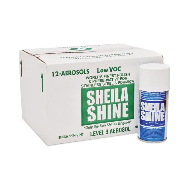 SHEILA SHINE, . Low VOC Stainless Steel Cleaner and Polish, 10 oz Spray Can, 12/Carton (SSISSCA10)