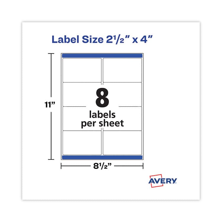AVERY PRODUCTS CORPORATION Shipping Labels with TrueBlock Technology, Laser Printers, 2.5 x 4, White, 8/Sheet, 100 Sheets/Pack (AVE5817) thumbnail 2