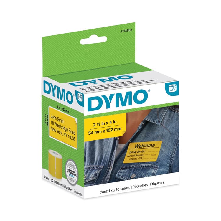 DYMO LabelWriter Name Badge/Shipping Labels, 2.13", Black on Yellow, 220 Labels/Roll (DYM2133382) thumbnail 2
