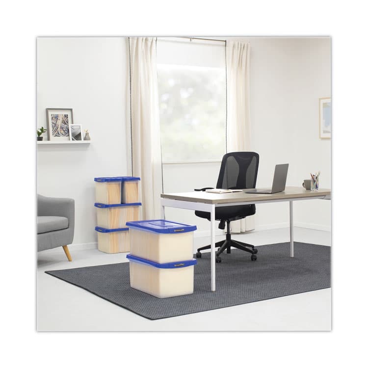 FELLOWES MFG. CO. Latch Lid Storage Bin, 22.38" x 14.19" x 10.63", Clear/Blue (FEL86101) thumbnail 2