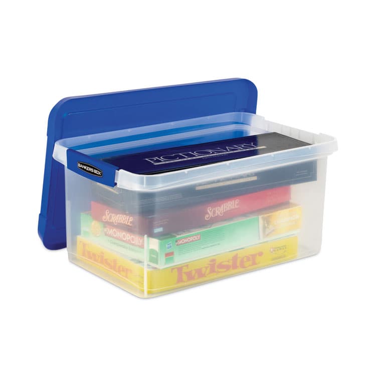 FELLOWES MFG. CO. Latch Lid Storage Bin, 22.38" x 14.19" x 10.63", Clear/Blue (FEL86101) thumbnail 3