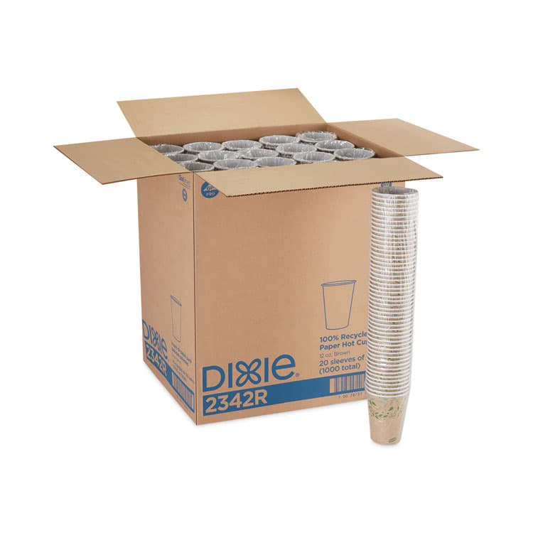 DIXIE FOOD SERVICE EcoSmart Recycled Fiber Hot/Cold Cups, 12 oz, Paper, Kraft/Green, 50/Sleeve, 20 Sleeves/Carton (DXE2342R) thumbnail 2