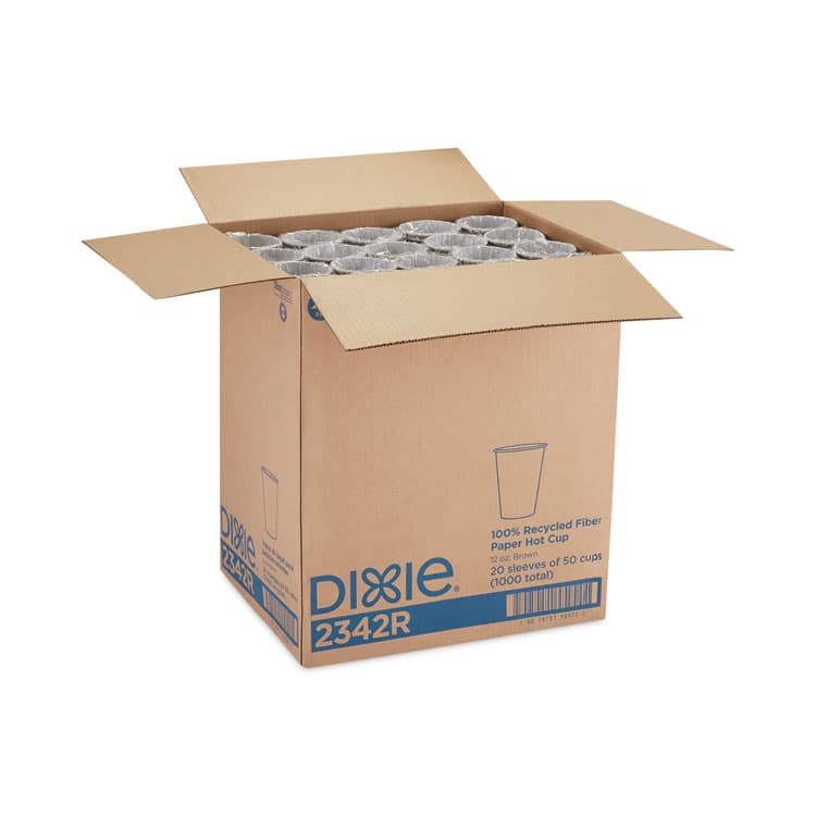 DIXIE FOOD SERVICE EcoSmart Recycled Fiber Hot/Cold Cups, 12 oz, Paper, Kraft/Green, 50/Sleeve, 20 Sleeves/Carton (DXE2342R) thumbnail 3