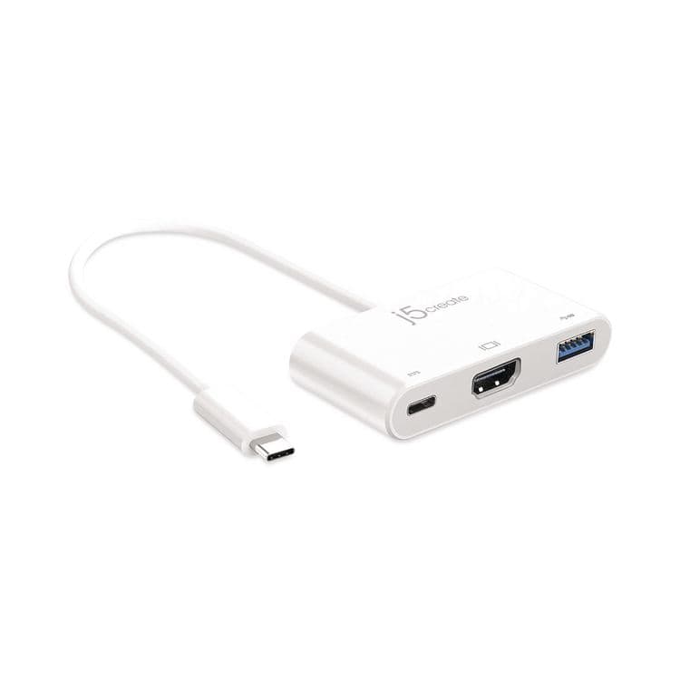 J5CREATE USB-C to HDMI/USB Adapter, 7.87", White (JCRJCA379)