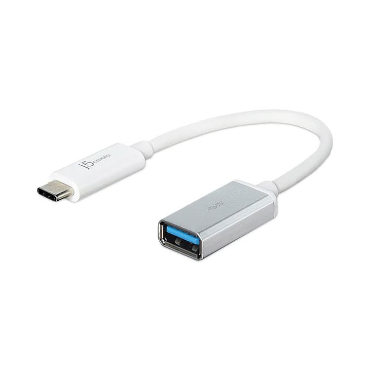 J5CREATE USB-C to USB Adapter, 4", Silver/White (JCRJUCX05US)