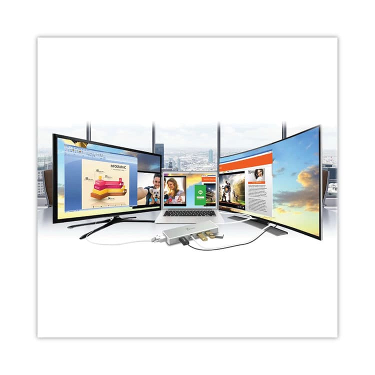 J5CREATE Dual Monitor Docking Station for PC/Mac, Silver (JCRJUD380) thumbnail 3