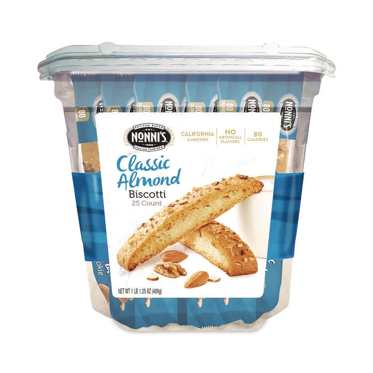 NONNI'S Biscotti, Classic Almond, 0.69 oz Individually Wrapped, 25/Pack (NONNSD197721)