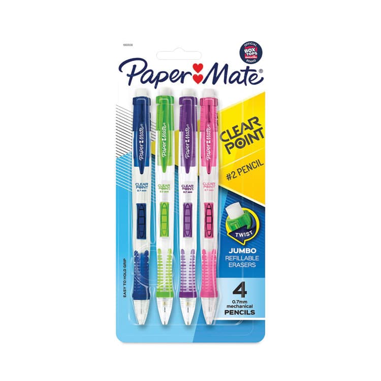 SANFORD Clear Point Mechanical Pencil, 0.7 mm, HB (#2), Black Lead, Assorted Barrel Colors, 4/Pack (PAP2087147)