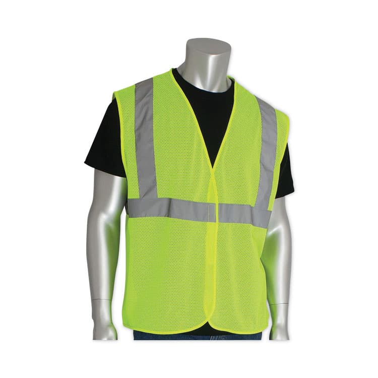 PROTECTIVE INDUSTRIAL PRODUCTS Zipper Safety Vest, 2X-Large, Hi-Viz Lime Yellow (PID302MVGZLY2X) thumbnail 2