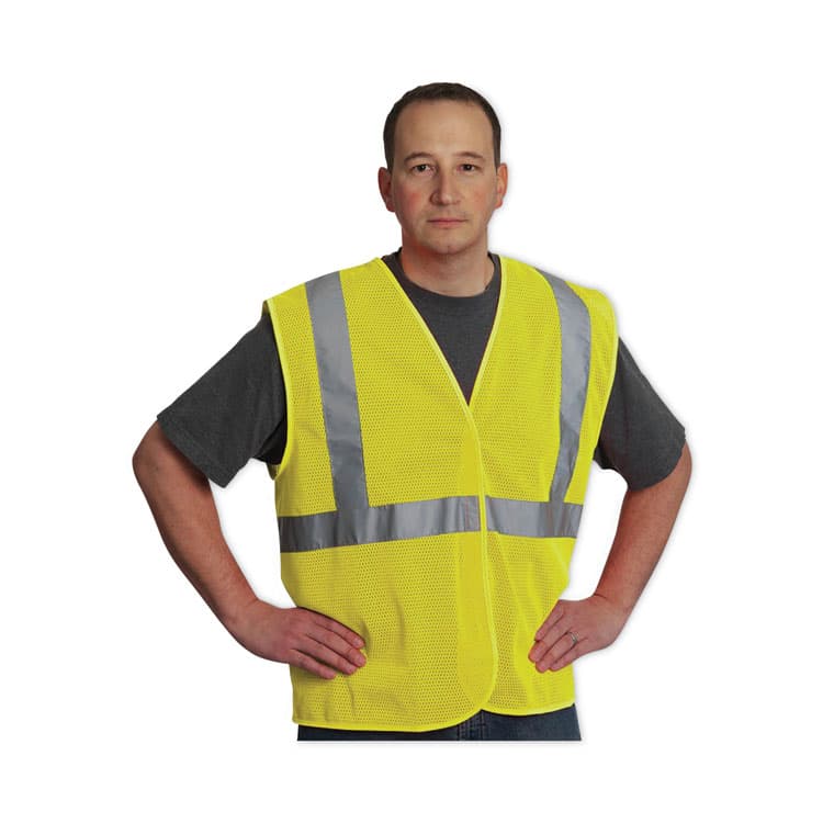 PROTECTIVE INDUSTRIAL PRODUCTS Zipper Safety Vest, 2X-Large, Hi-Viz Lime Yellow (PID302MVGZLY2X) thumbnail 3