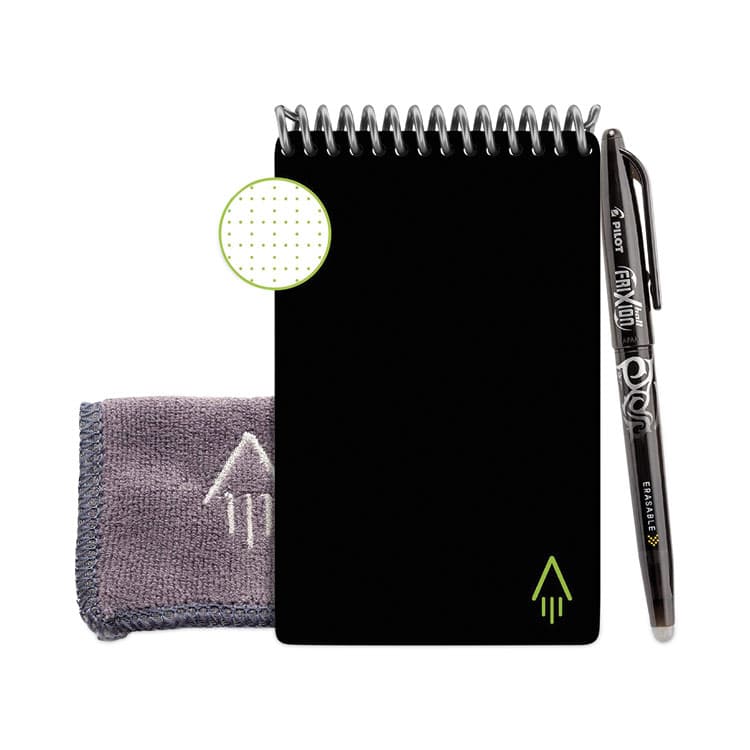 ROCKETBOOK Mini Notepad, Black Cover, Dotted Rule, (24) White 3 x 5 Sheets (RKBEVRMR)