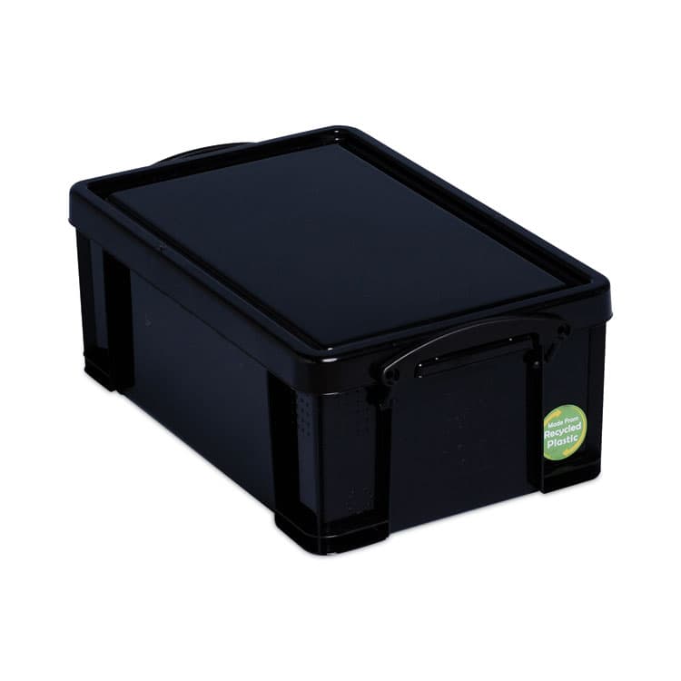 REALLY USEFUL BOXES . 9.51 Qt. Latch Lid Storage Tote, 15.55" x 10.04" x 6.1", Solid Black (RUA9BKPK4)