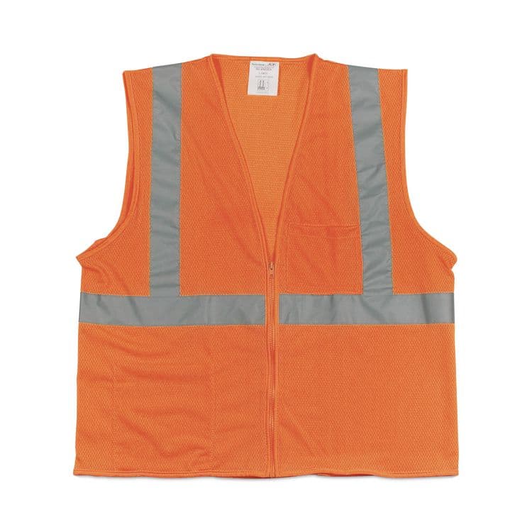 PROTECTIVE INDUSTRIAL PRODUCTS Zipper Safety Vest, Large, Hi-Viz Orange (PID302MVGZORL)