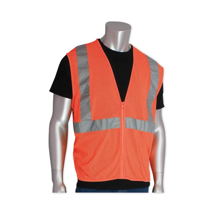 PROTECTIVE INDUSTRIAL PRODUCTS Zipper Safety Vest, Large, Hi-Viz Orange (PID302MVGZORL) thumbnail 2