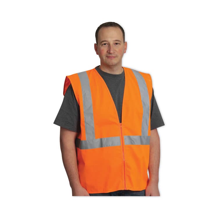 PROTECTIVE INDUSTRIAL PRODUCTS Zipper Safety Vest, Large, Hi-Viz Orange (PID302MVGZORL) thumbnail 3