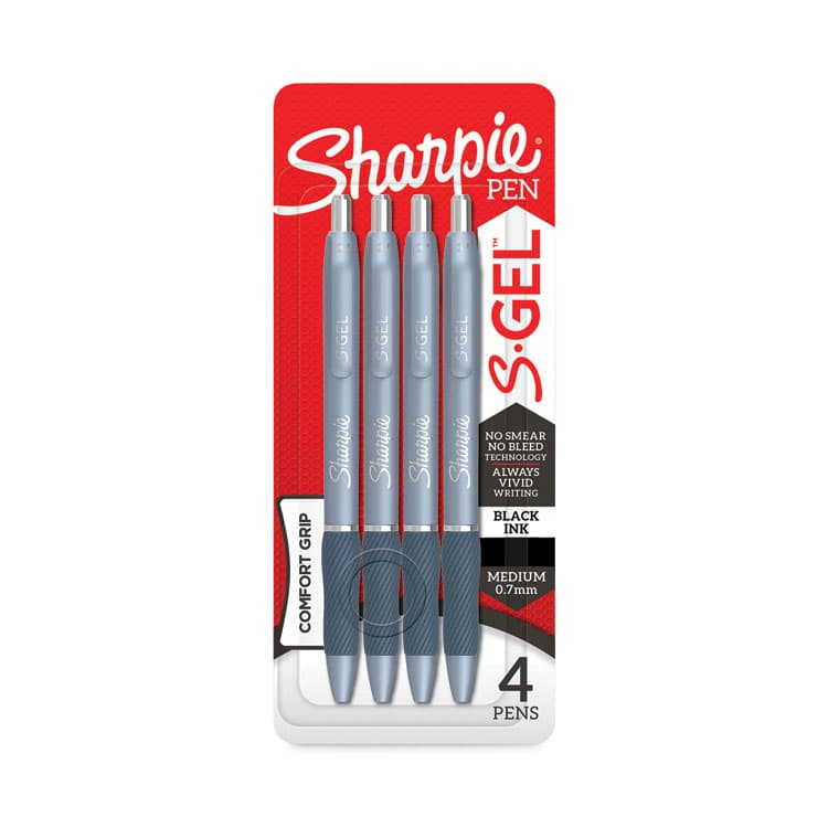 SANFORD S-Gel Fashion Barrel Gel Pen, Retractable, Medium 0.7 mm, Black Ink, Frost Blue Barrel, 4/Pack (SAN2126213) thumbnail 2
