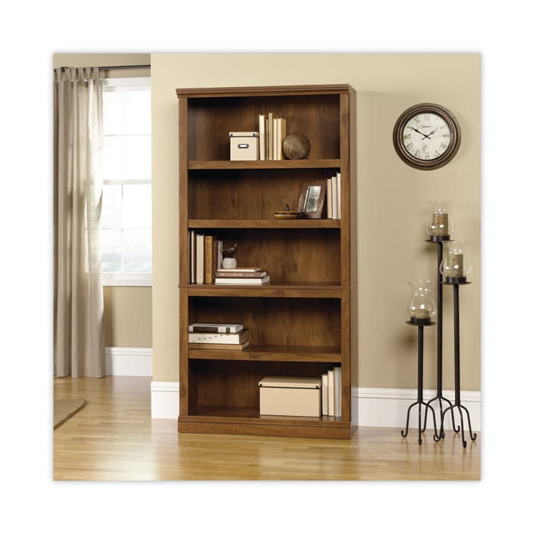 SAUDER WOODWORKING COMPANY Select Collection Bookcase, Five-Shelf, 35.27w x 13.22d x 69.76h, Oiled Brown (SWC410367) thumbnail 2