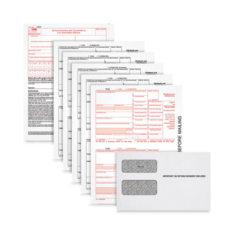 TOPS BUSINESS FORMS Five-Part 1099-DIV Tax Form Kit for Inkjet/Laser Printers, Five-Part Carbonless, 8.5 x 5.5, 2 Forms/Sheet, 100 Forms Total (TOPLDIV4KITS)