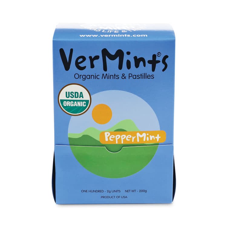 VERMINTS . VerMints Organic Mints/Pastilles, Peppermint, 2 Mints/0.7 oz Individually Wrapped, 100/Box (VEMVNT00992) thumbnail 3