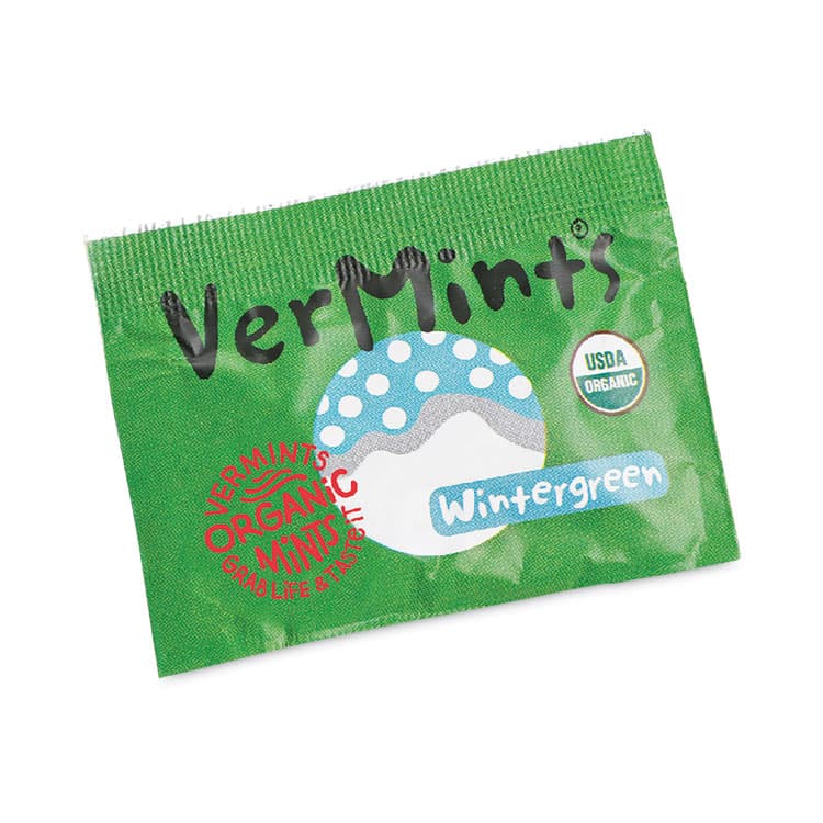 VERMINTS . VerMints Organic Mints/Pastilles, Wintergreen, 2 Mints/0.7 oz, Individually Wrapped, 100/Box (VEMVNT00993)