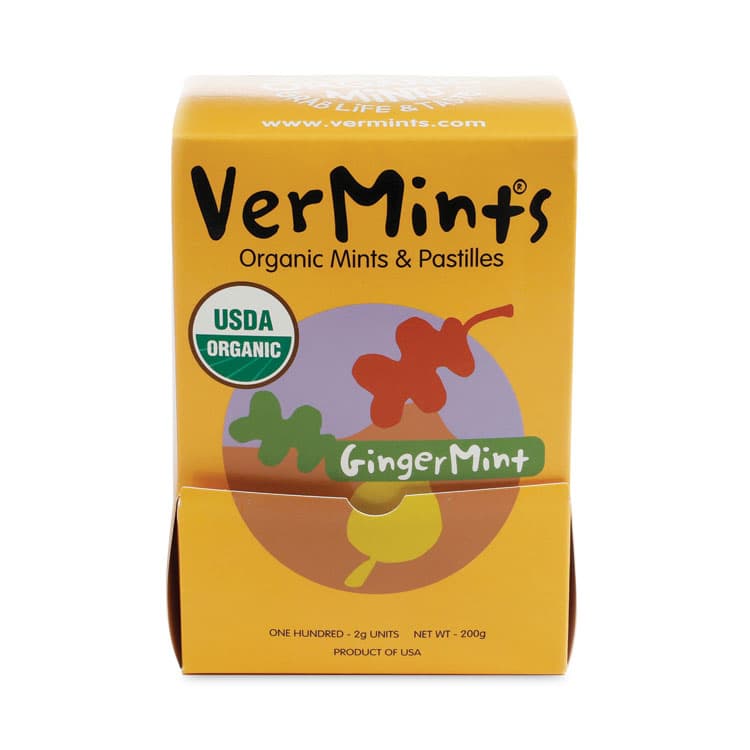 VERMINTS . VerMints Organic Mints/Pastilles, Gingermint, 2 Mints/0.7 oz Individually Wrapped, 100/Box (VEMVNT00994) thumbnail 3